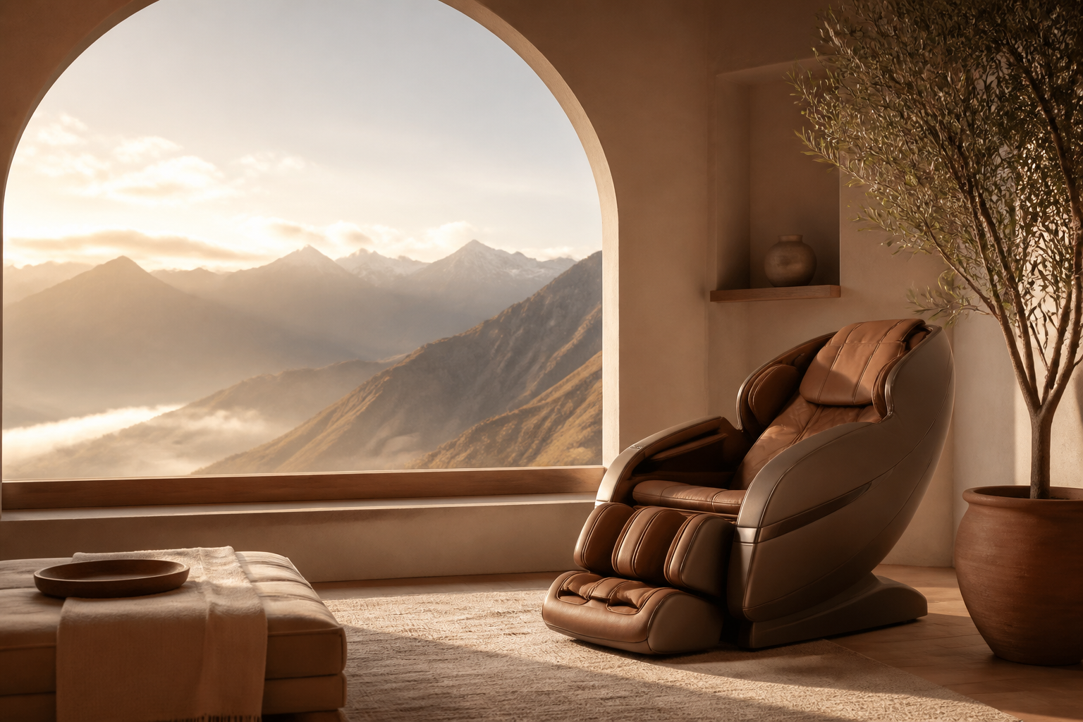 Sillón de descanso frente a los Andes al amanecer